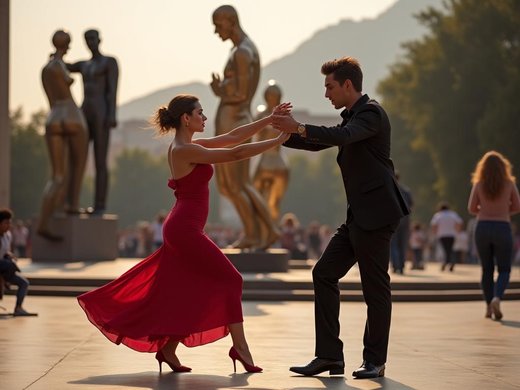 Bailarines de tango en Plaza Botero Medellín